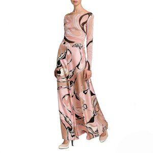 Emilio Pucci Printed Silk Twill Wide-Leg Pants size US 6
